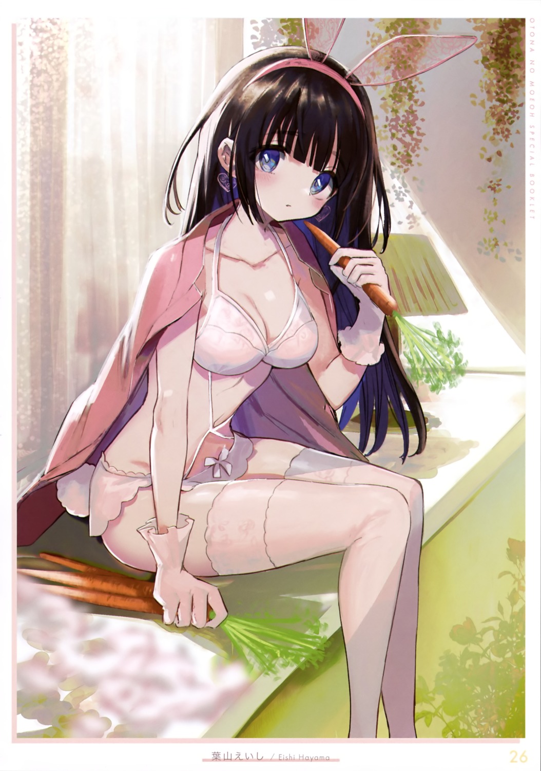 bra hayama_eishi lingerie open_shirt pantsu thighhighs