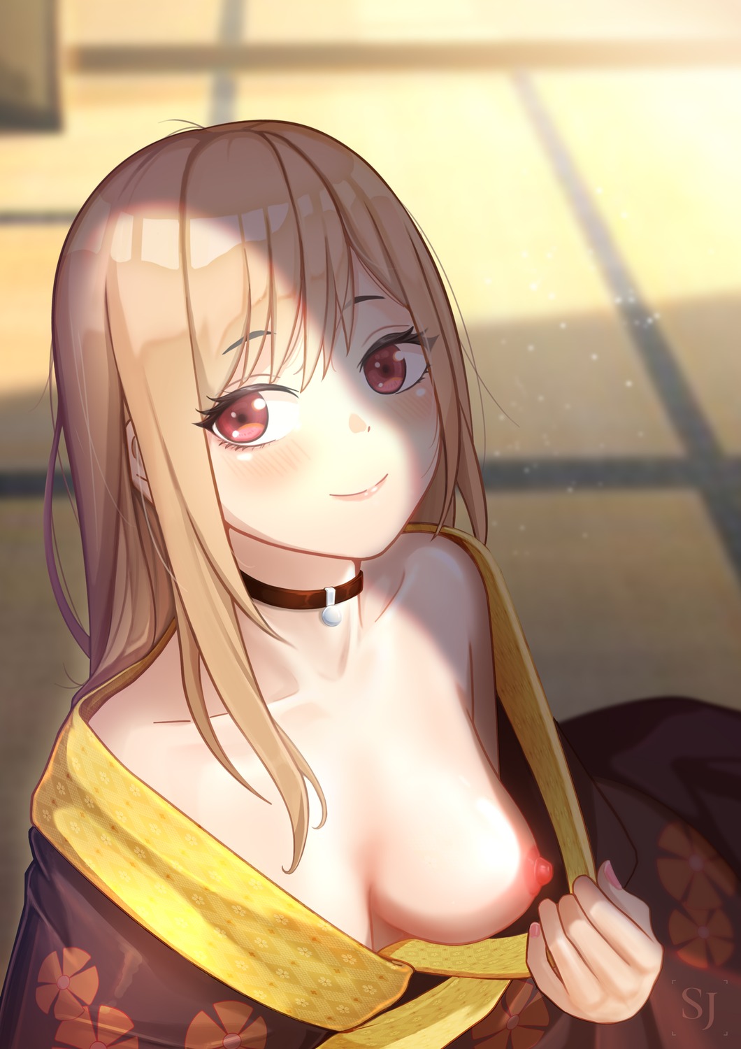 breasts japanese_clothes kitagawa_marin nipples no_bra open_shirt songjo sono_bisque_doll_wa_koi_wo_suru undressing