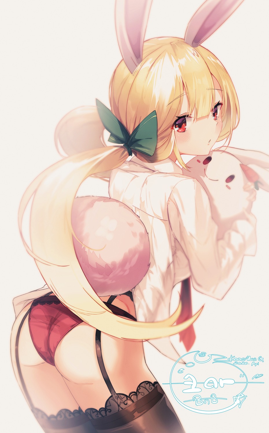 animal_ears ass bunny_ears kooemong pantsu stockings tail thighhighs