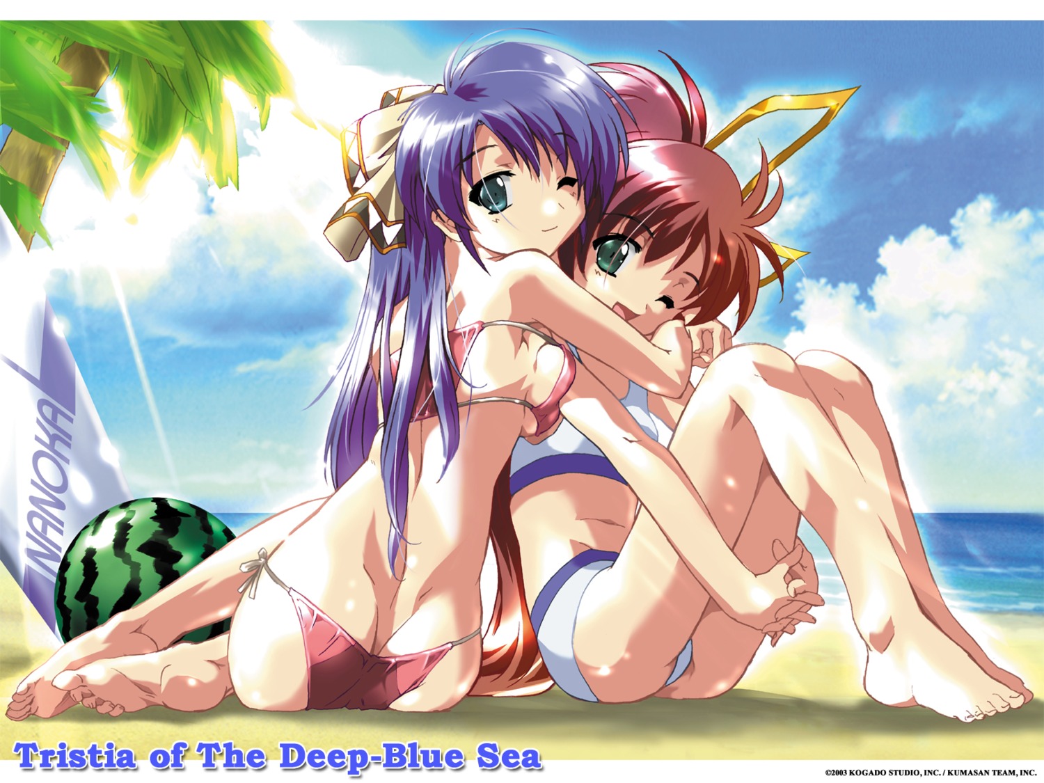 aoi_umi_no_tristia bikini deep-blue_series faury_carat komatsu_e-ji nanoca_flanka swimsuits wallpaper