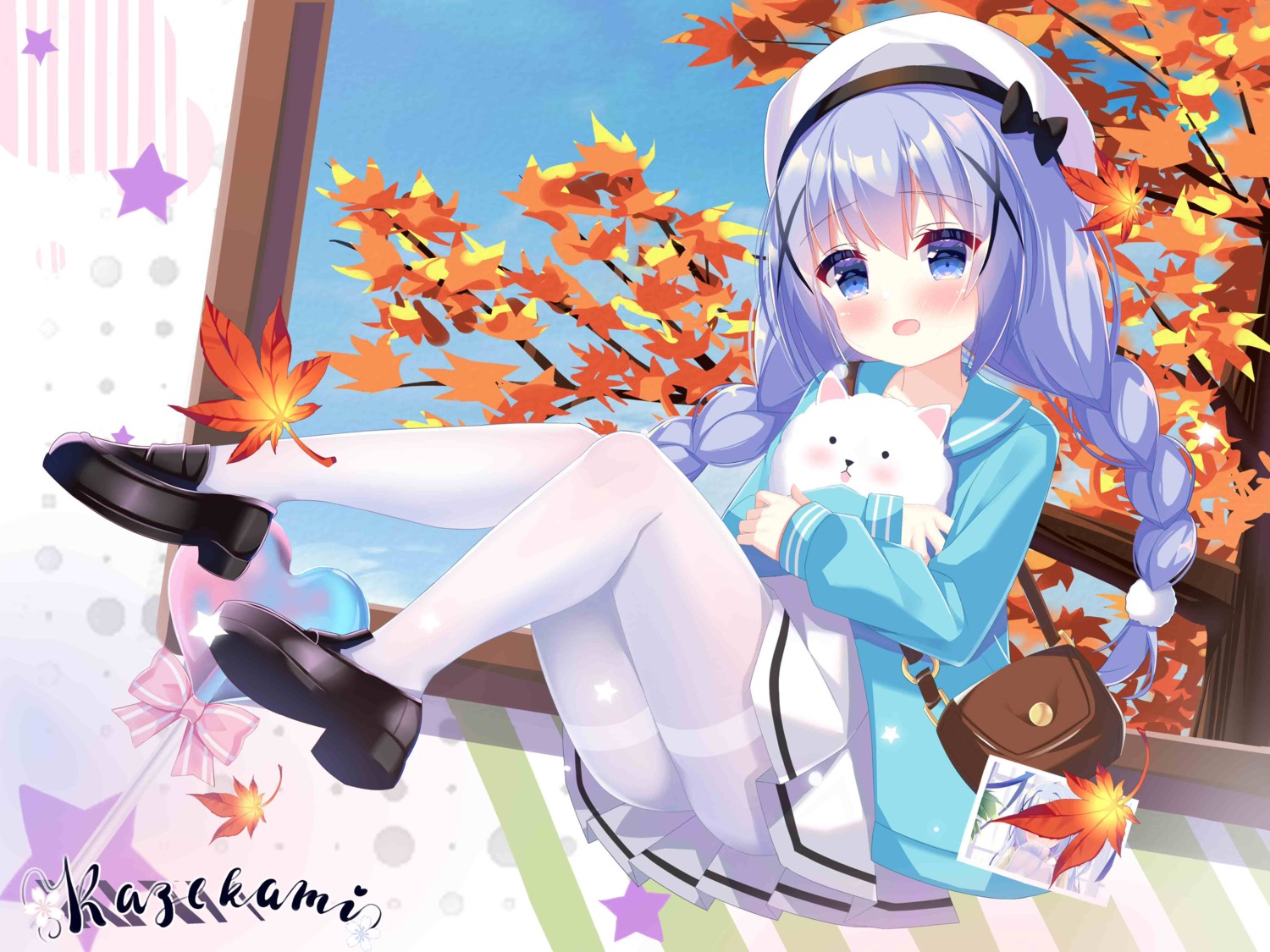 gochuumon_wa_usagi_desu_ka? kafuu_chino kazekami pantyhose skirt_lift tippy_(gochiusa)