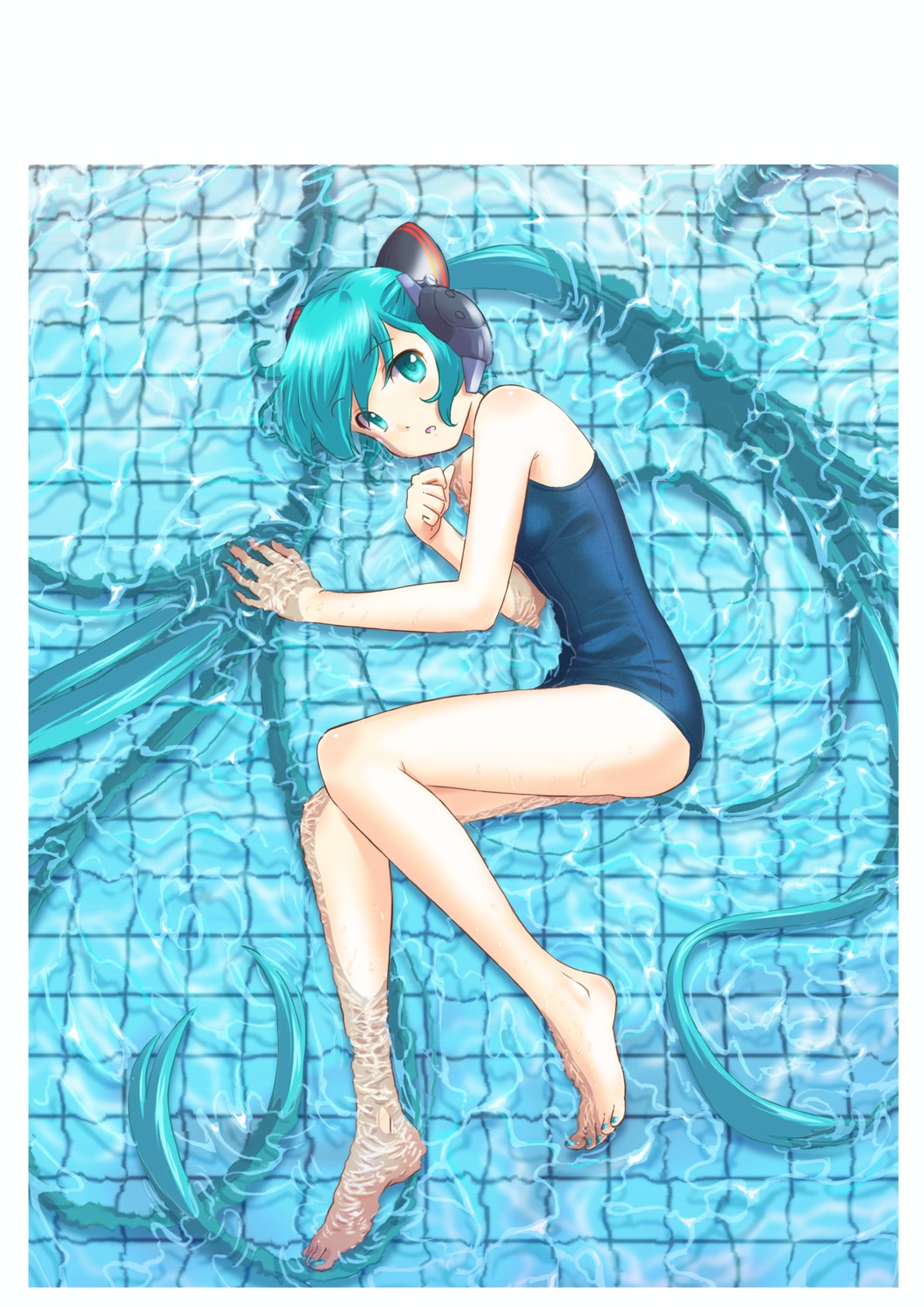 hatsune_miku school_swimsuit swimsuits tsune_(dreamers_express) vocaloid wet