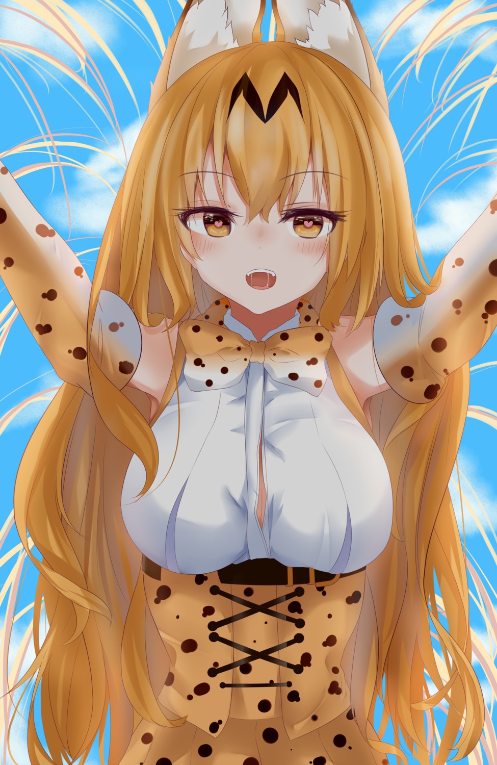 animal_ears cleavage jutaku kemono_friends serval