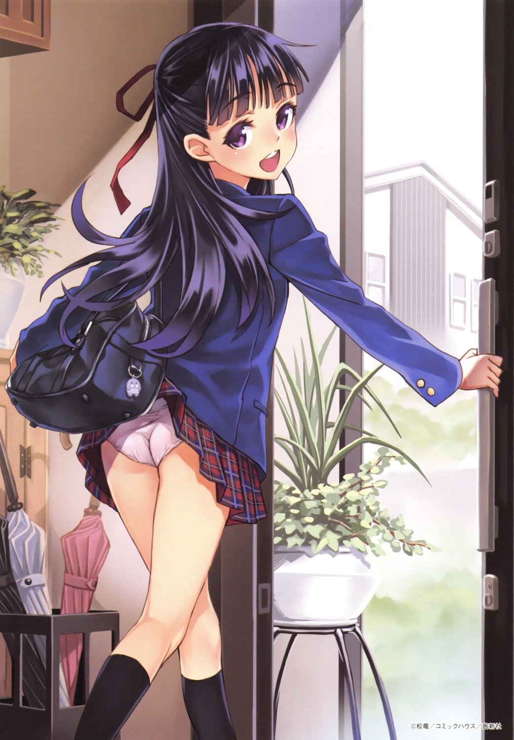 ass matsuryuu pantsu seifuku skirt_lift