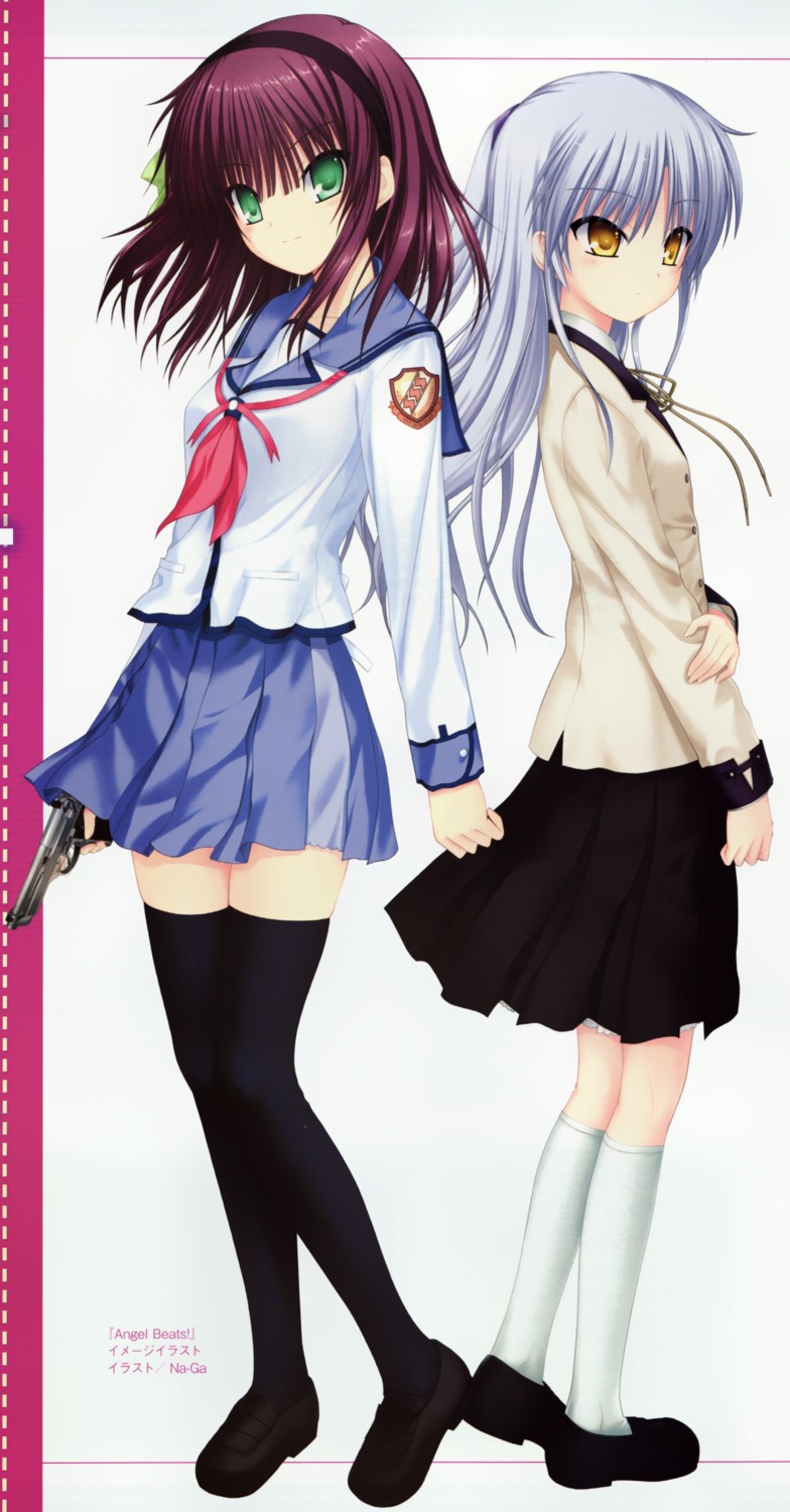 angel_beats! gun key na-ga screening seifuku stick_poster tenshi thighhighs yurippe