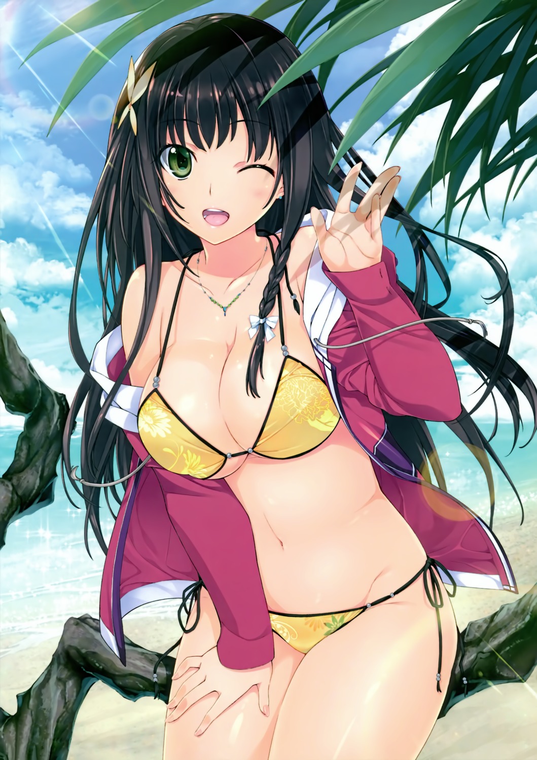 bikini cleavage iizuki_tasuku open_shirt swimsuits