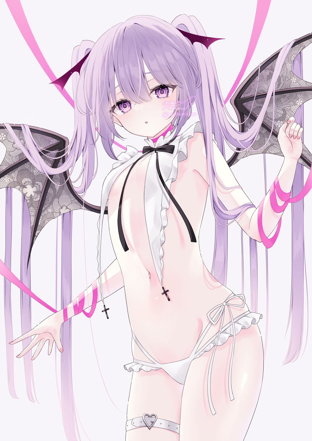 bondage garter loli murur_(matsumikoru) no_bra pantsu watermark wings