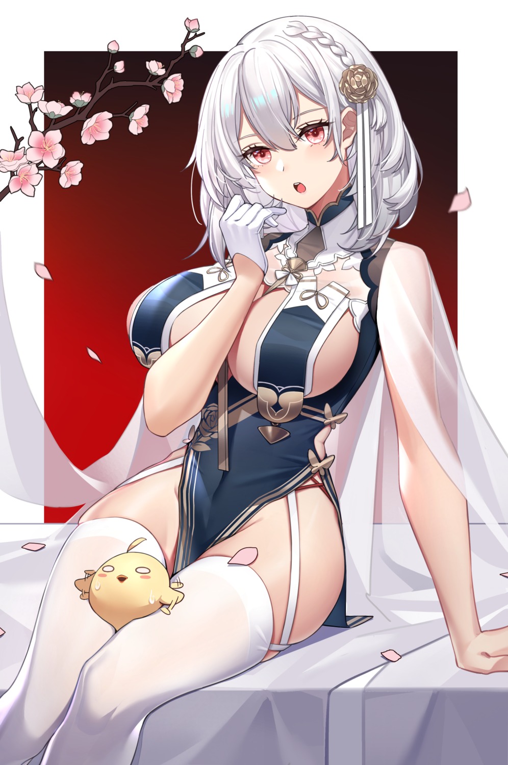 asian_clothes azur_lane bubble1995 manjuu_(azur_lane) no_bra sirius_(azur_lane) stockings thighhighs