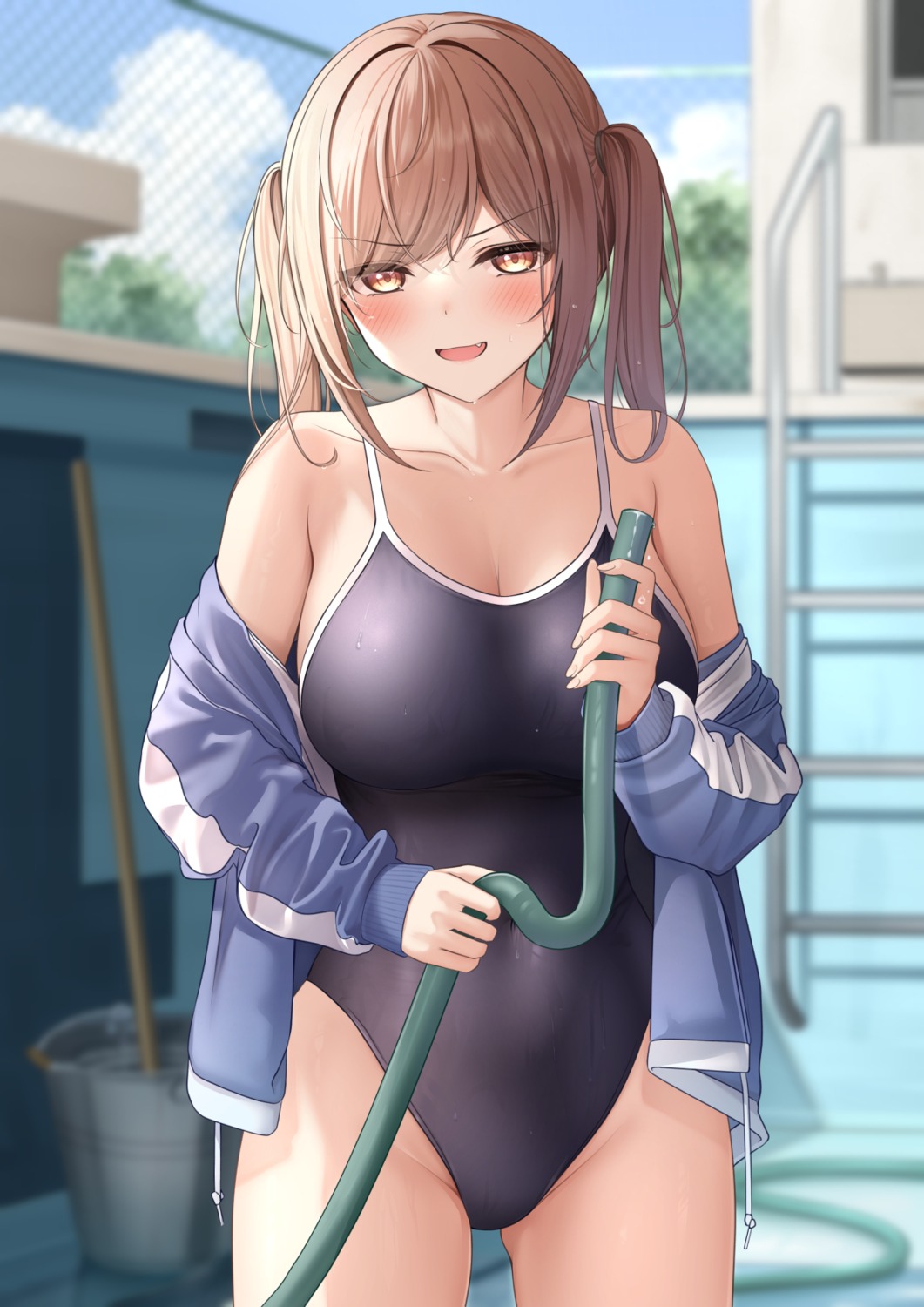 gym_uniform monaka_curl school_swimsuit swimsuits wet