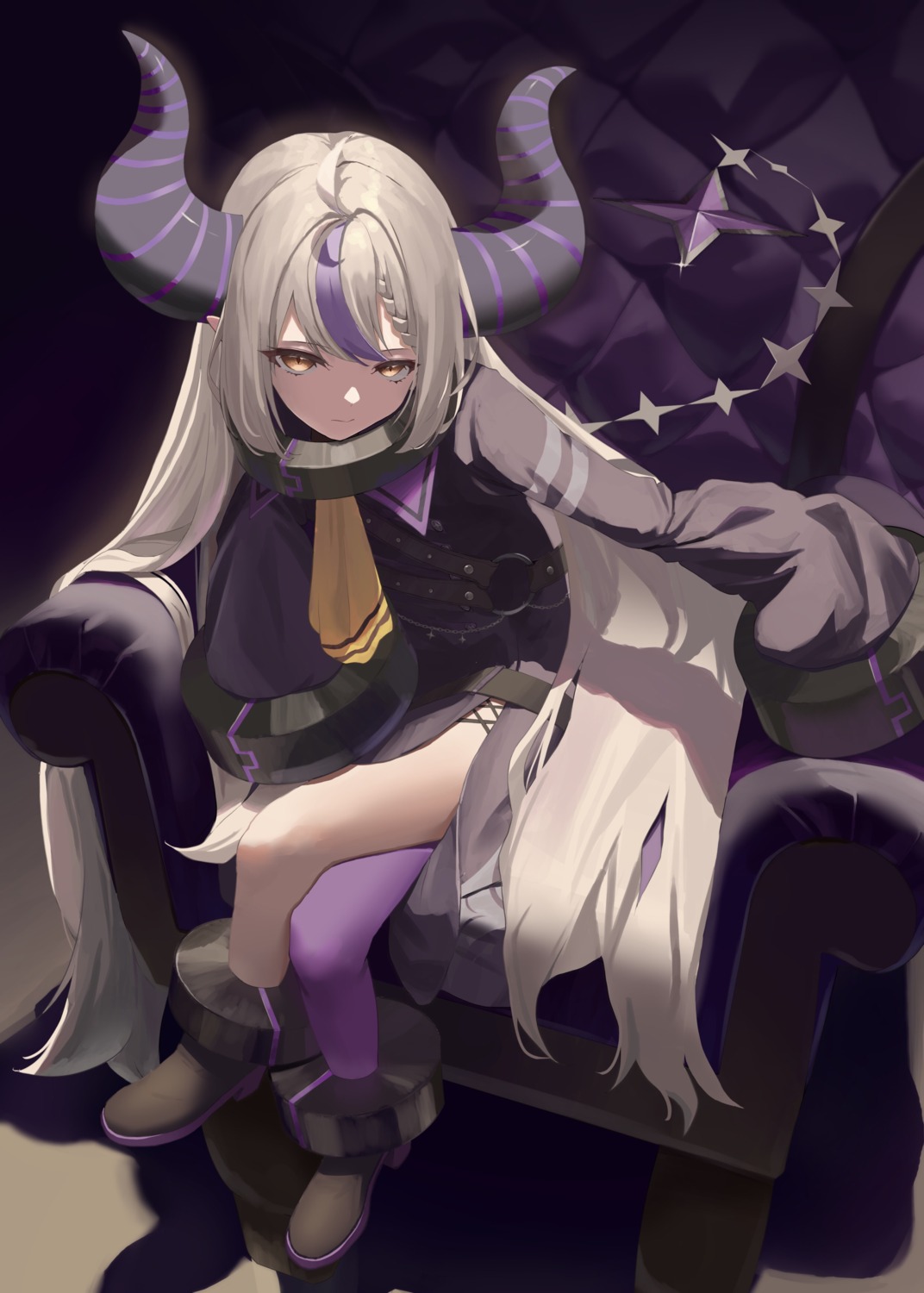 dress heels hololive horns la+_darknesss pointy_ears rikkusu tail thighhighs