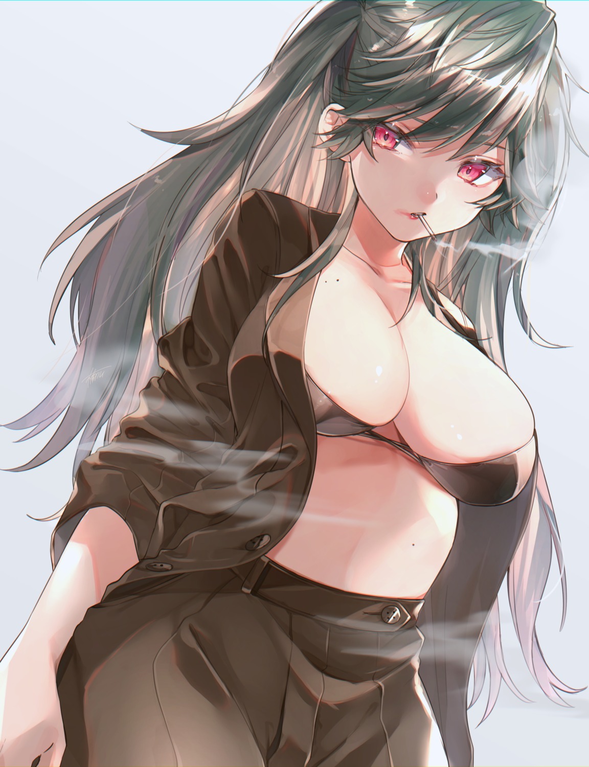 bikini_top business_suit harui_(hr_x9_) open_shirt swimsuits