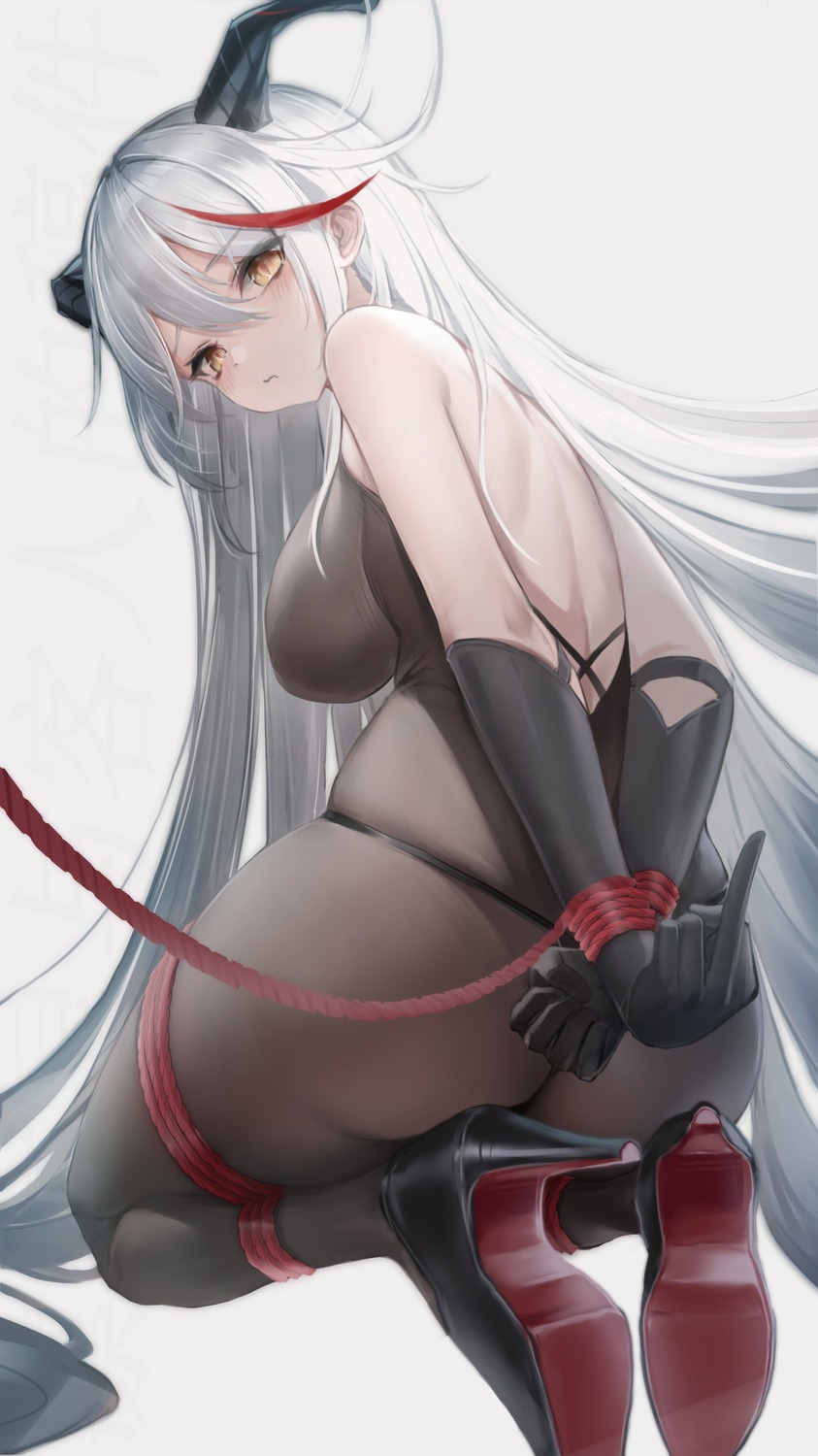 aegir_(azur_lane) ass azur_lane bodysuit bondage heels horns lin_jingling no_bra pantsu thong