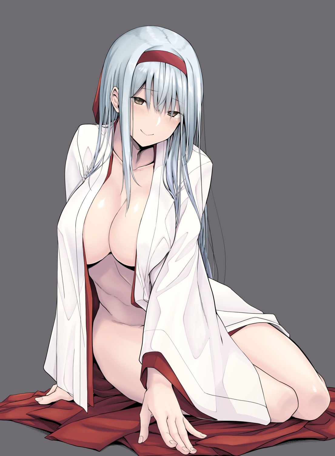 bottomless japanese_clothes kantai_collection no_bra open_shirt satou_samu shoukaku_(kancolle)