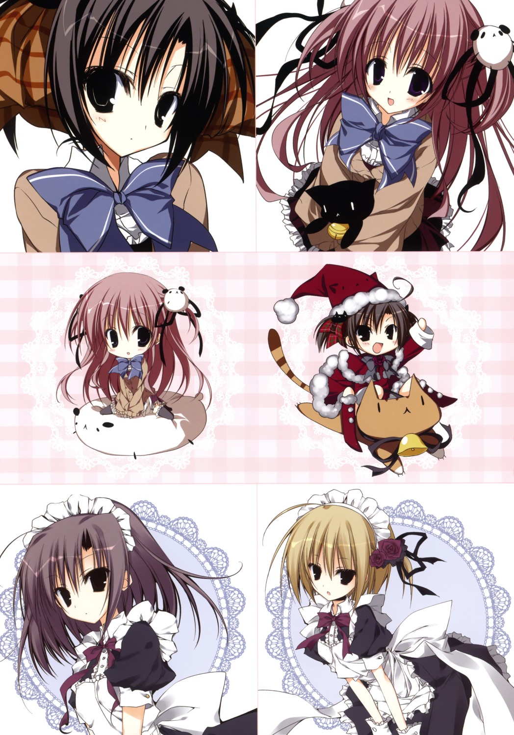 chibi christmas ebiten hiromatsu_rikei inugami_kira kanamori_hakata maid neko seifuku todayama_izumiko todayama_kyouko