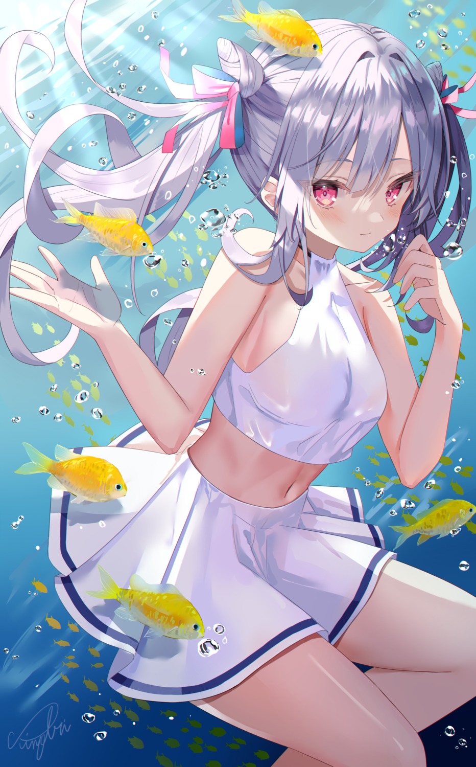 no_bra see_through sinobi_illust skirt_lift wet