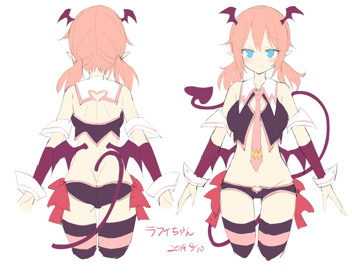 ass character_design horns pantsu pointy_ears raphilia_meredith sketch tail thighhighs unacchi wings