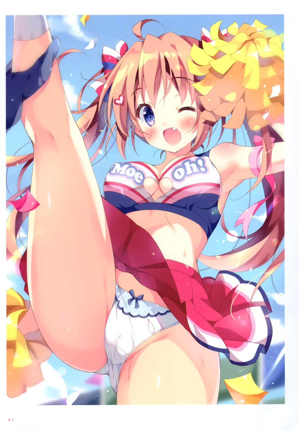 cameltoe cheerleader cleavage erect_nipples haruka_(pan) pan pantsu skirt_lift