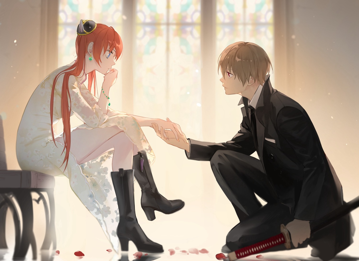 business_suit dress gintama heels kagura loli_bushi okita_sougo sword