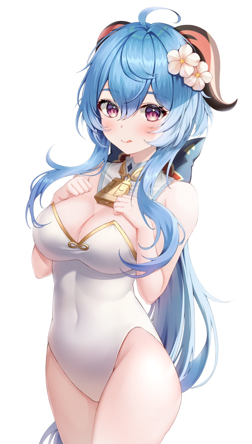 ganyu genshin_impact horns kuca_(ku_ca18) leotard no_bra