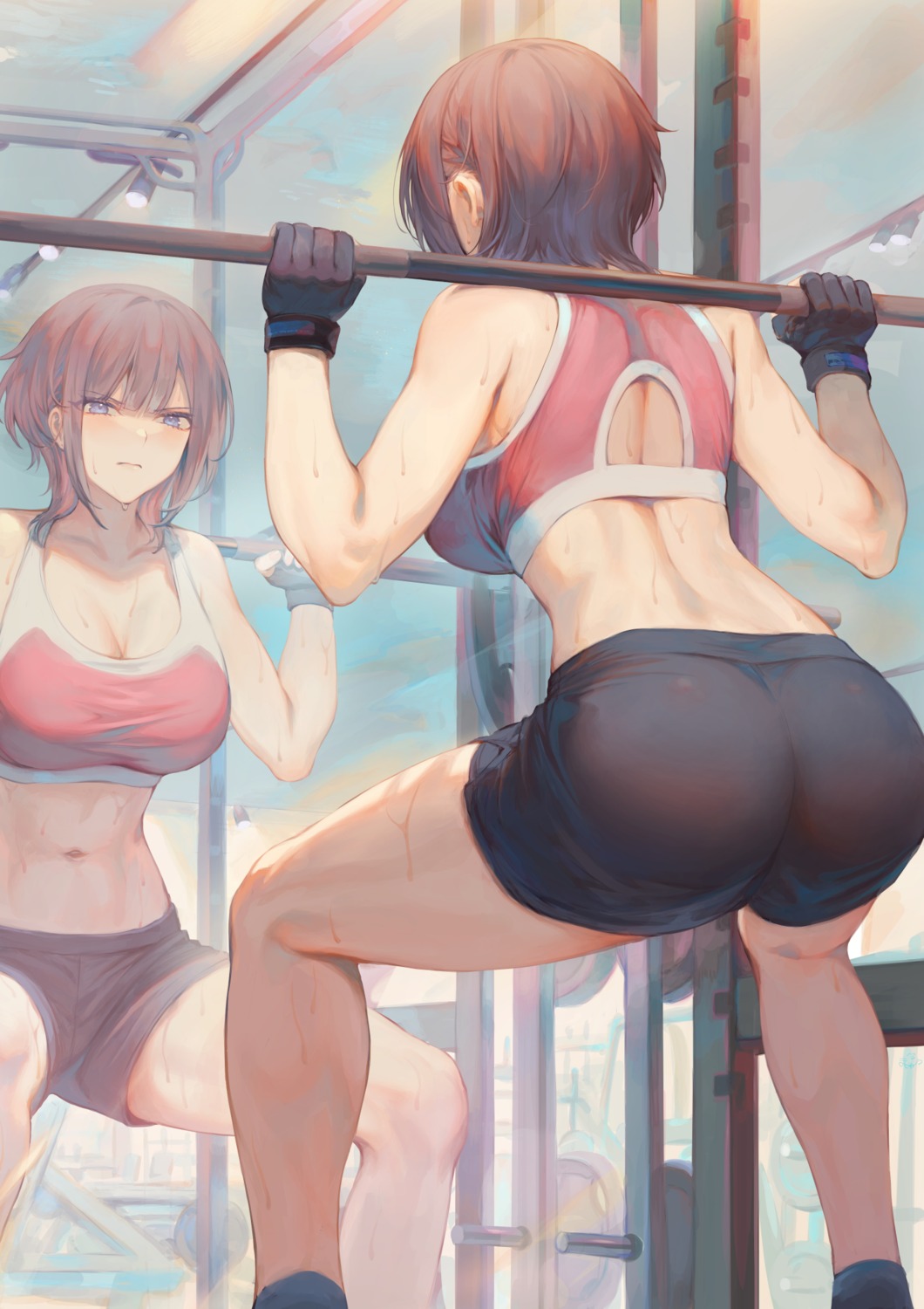 ass cleavage gym_uniform mashu_(003)