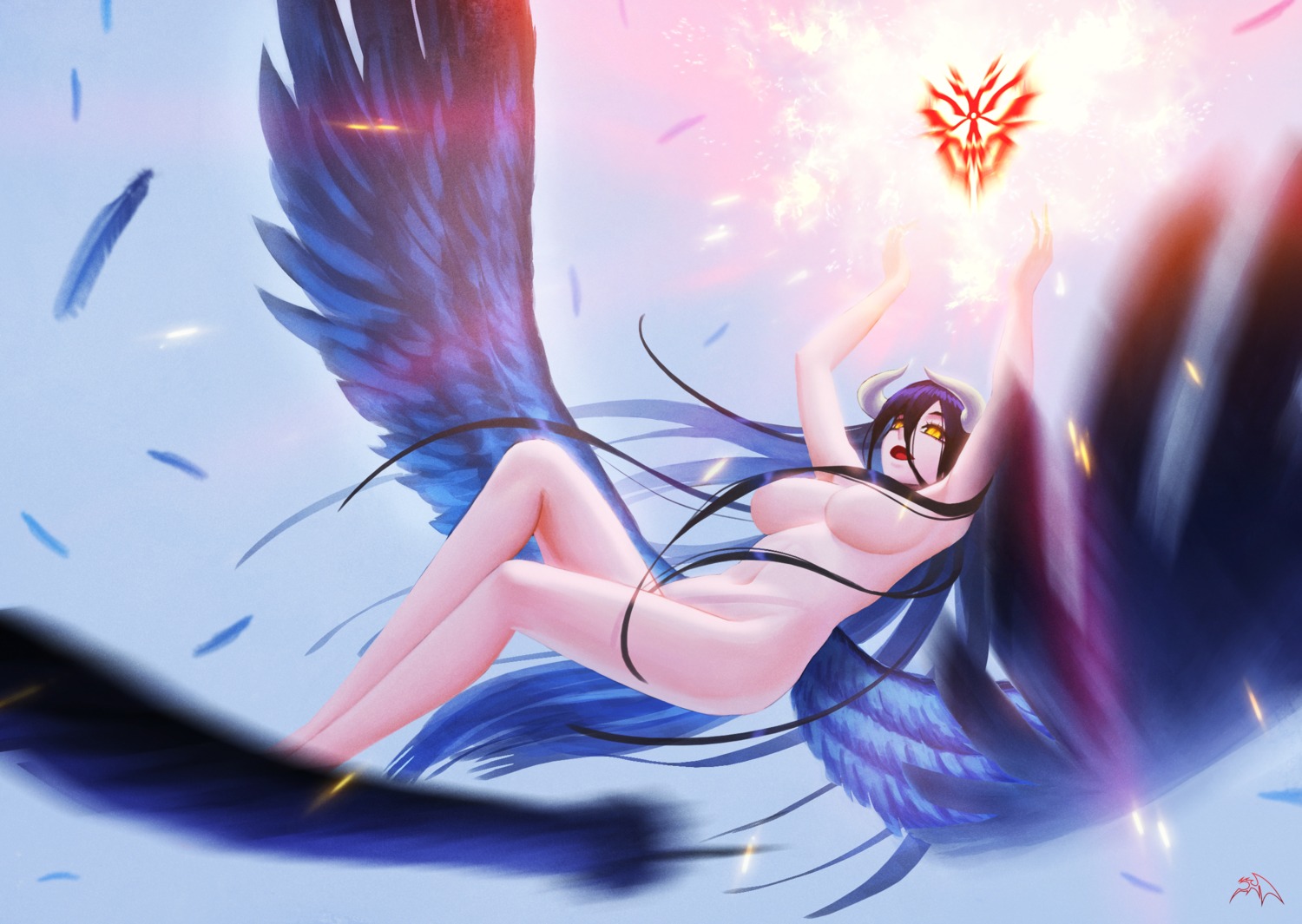 albedo_(overlord) darkmuleth horns naked overlord wings