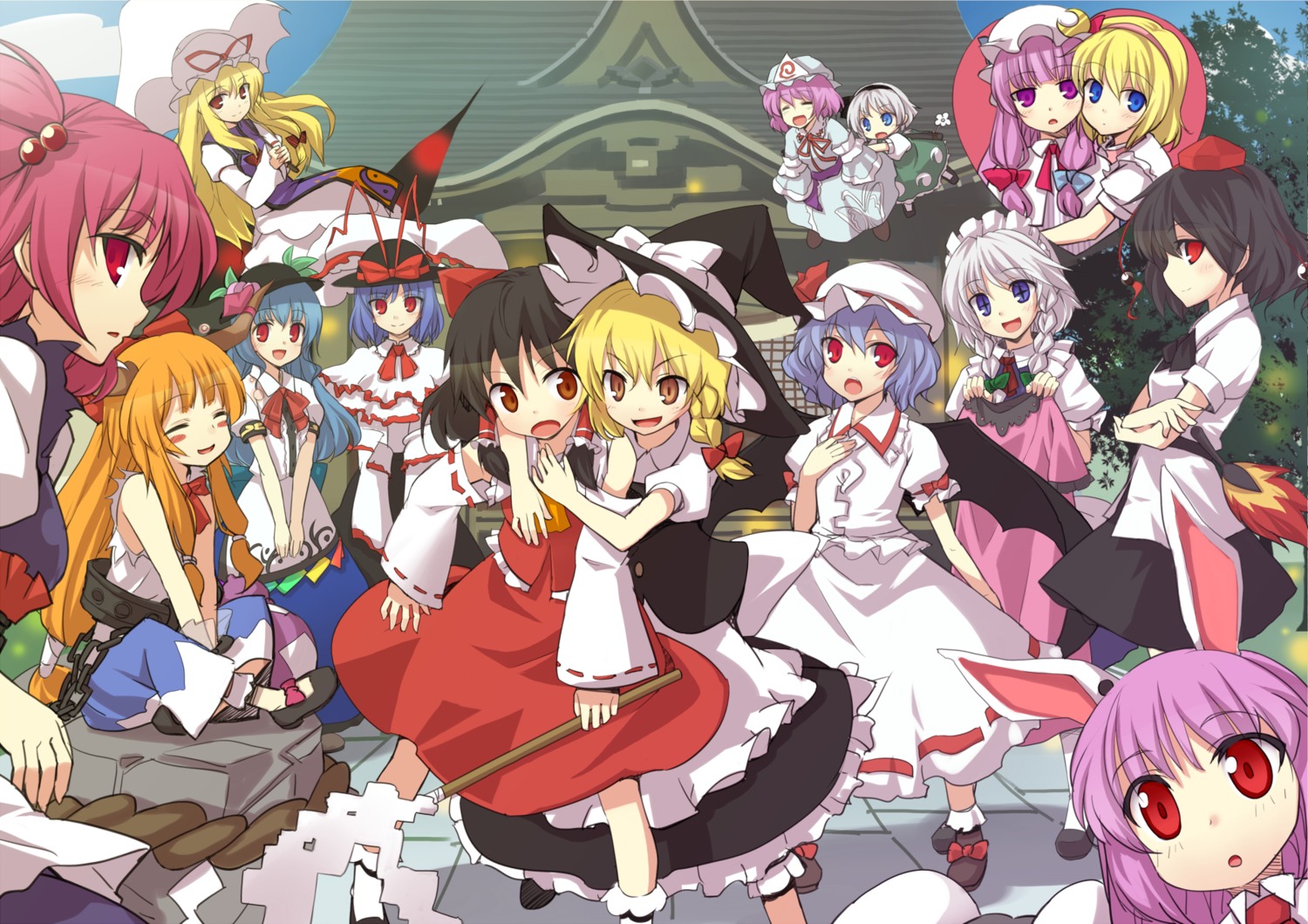 alice_margatroid doriruman hakurei_reimu hinanawi_tenshi ibuki_suika inaba_tewi izayoi_sakuya kirisame_marisa konpaku_youmu nagae_iku onozuka_komachi patchouli_knowledge reisen_udongein_inaba remilia_scarlet saigyouji_yuyuko shameimaru_aya touhou yakumo_yukari