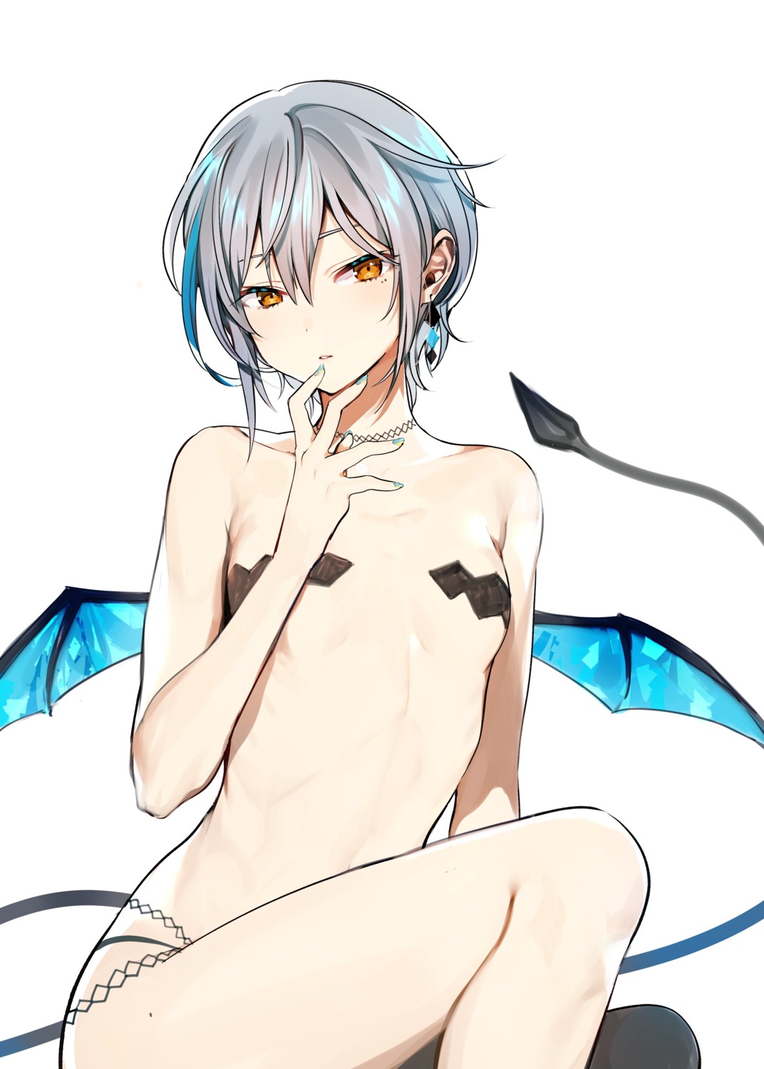 breast_hold konbu_wakame pantsu pasties tail topless wings