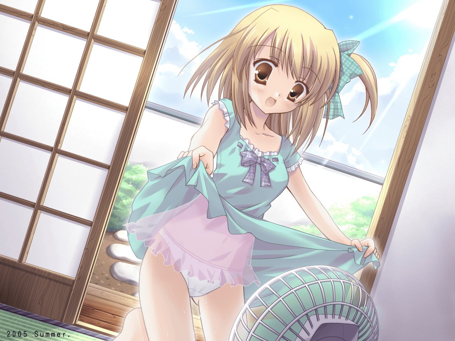 dress hontani_kanae pantsu see_through skirt_lift summer_dress