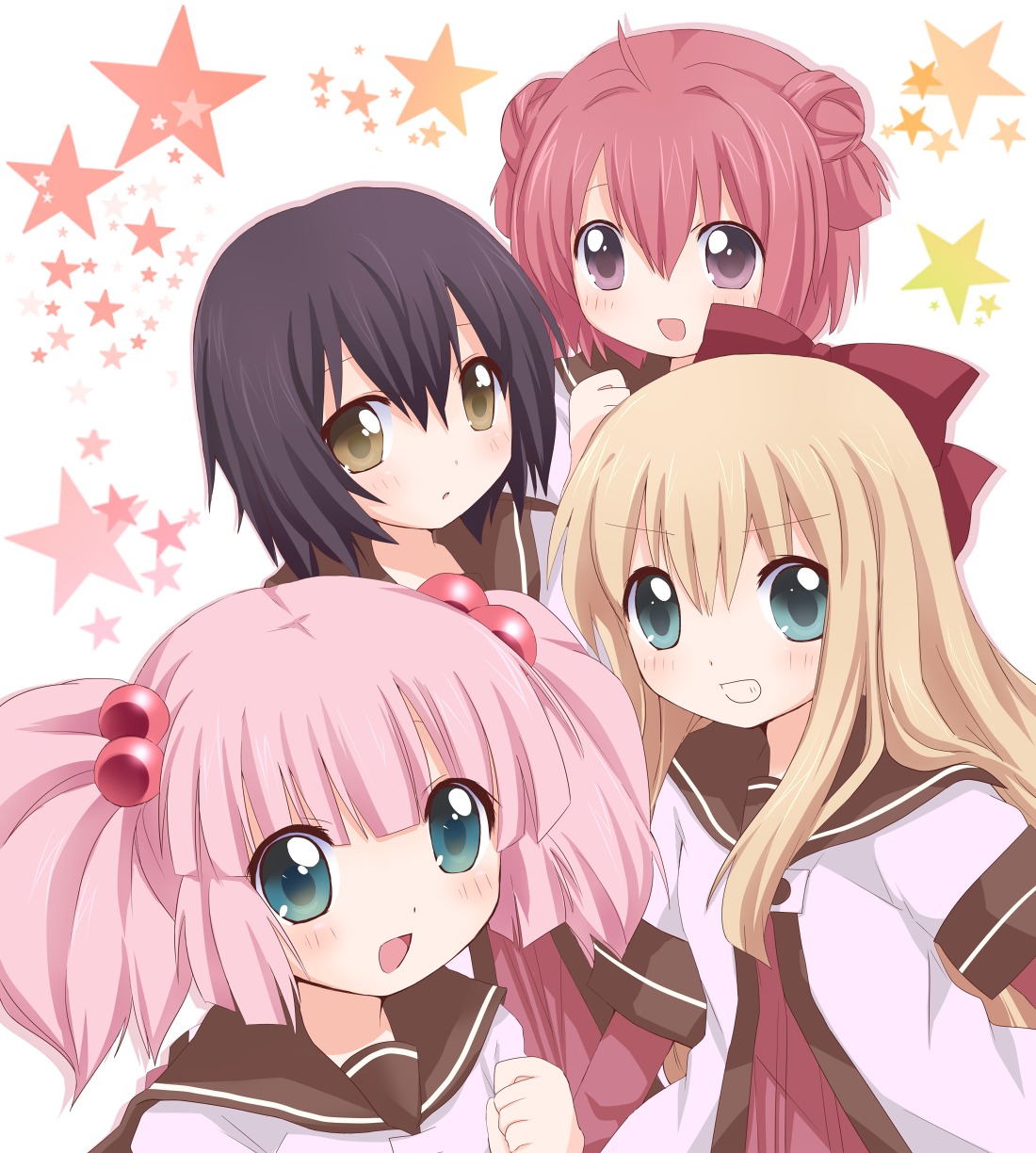 akaza_akari funami_yui hanica_miracle seifuku toshinou_kyouko yoshikawa_chinatsu yuru_yuri