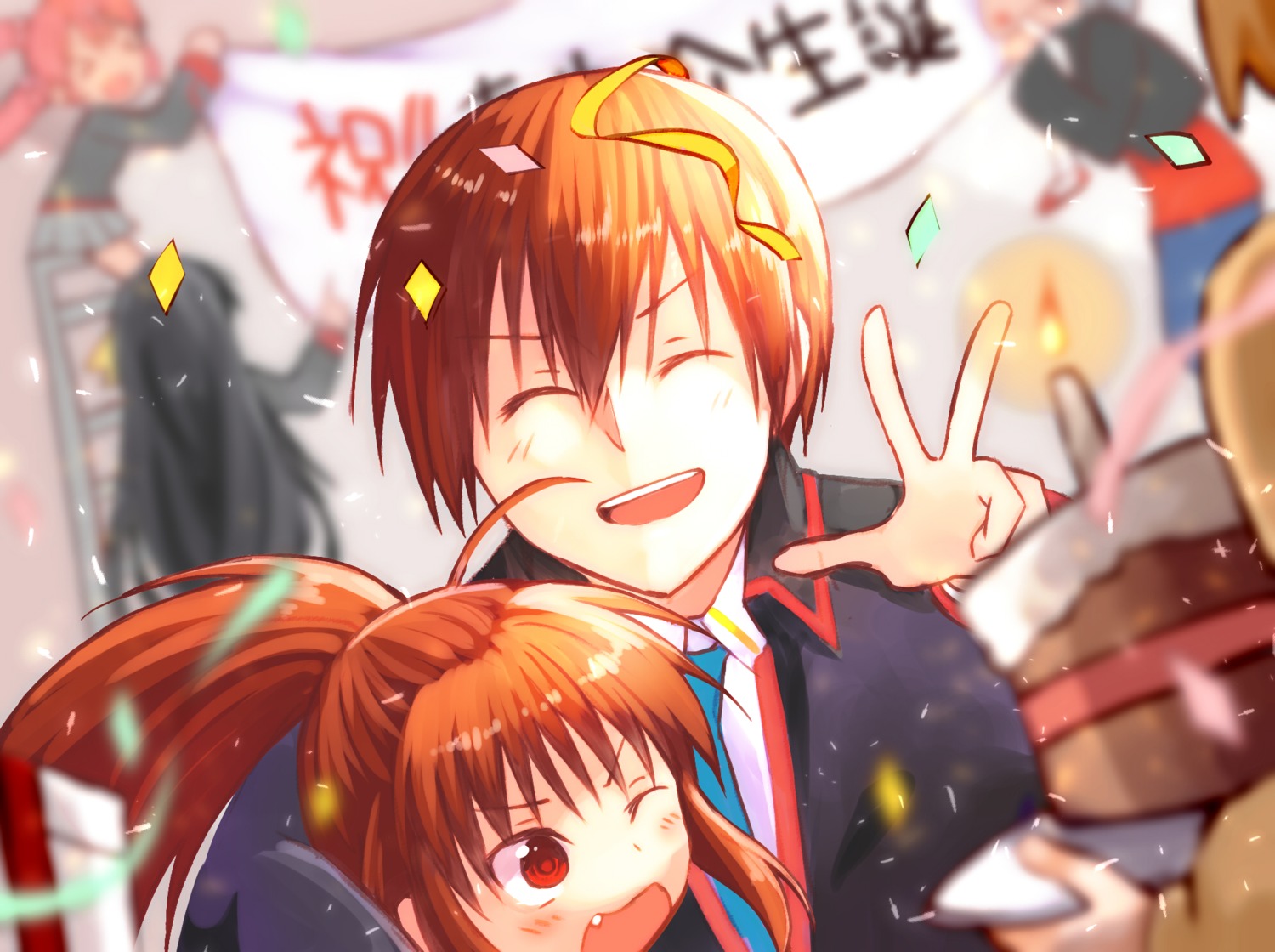 0504kyousuke little_busters! natsume_kyosuke natsume_rin seifuku