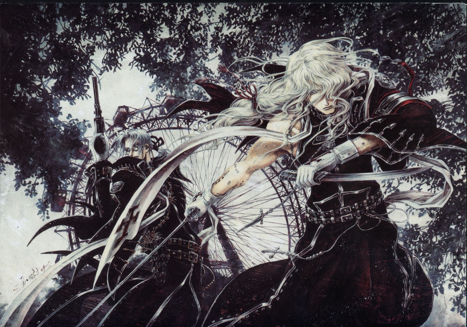 abel_nightroad gun hugue_de_watteau male megane sword thores_shibamoto trinity_blood