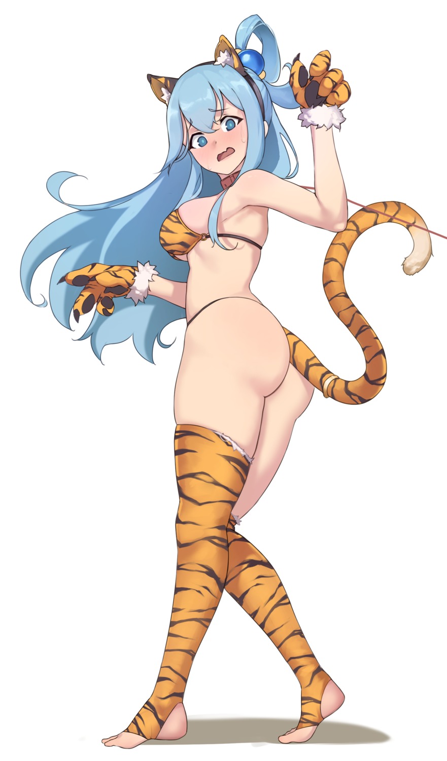 animal_ears aqua_(konosuba) ass bikini kono_subarashii_sekai_ni_shukufuku_wo! swimsuits tail thighhighs thong todding