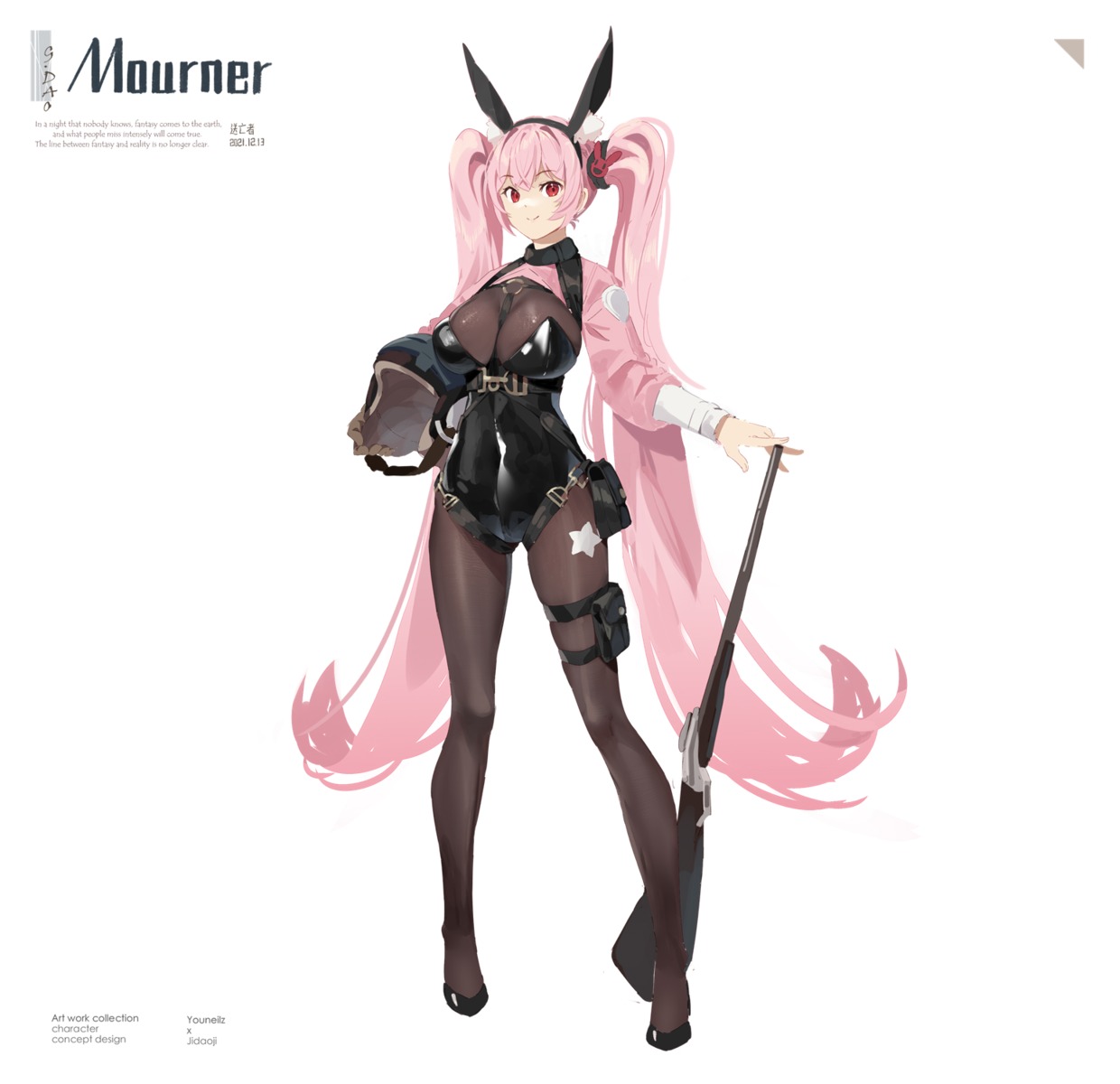 bodysuit bunny_girl garter gun ji_dao_ji