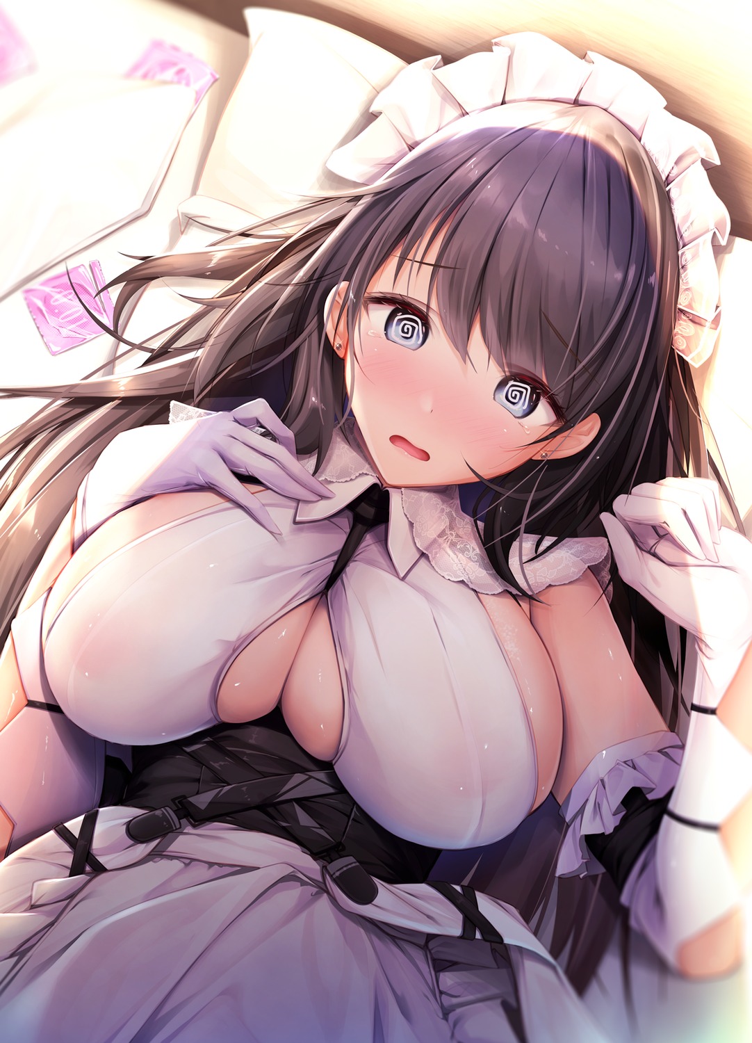 areola azur_lane charybdis_(azur_lane) hukairi_botan maid no_bra see_through