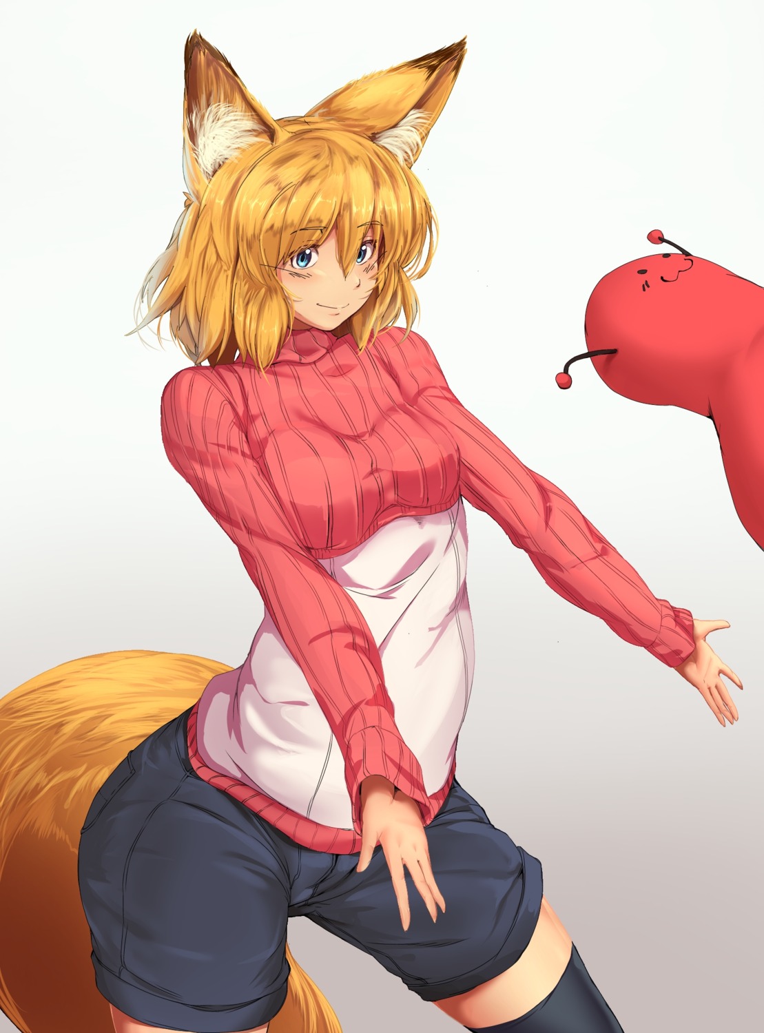 animal_ears kitsune pekoneko_(necosupiritu) sweater tail thighhighs