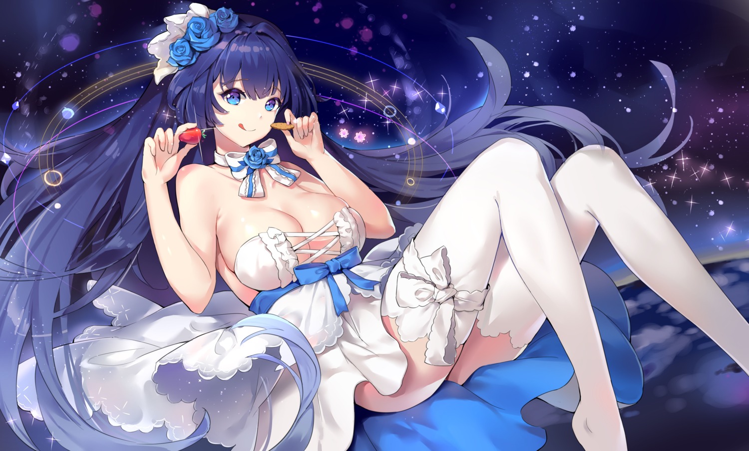 benghuai_xueyuan cleavage lazy_scorpion no_bra raiden_mei thighhighs