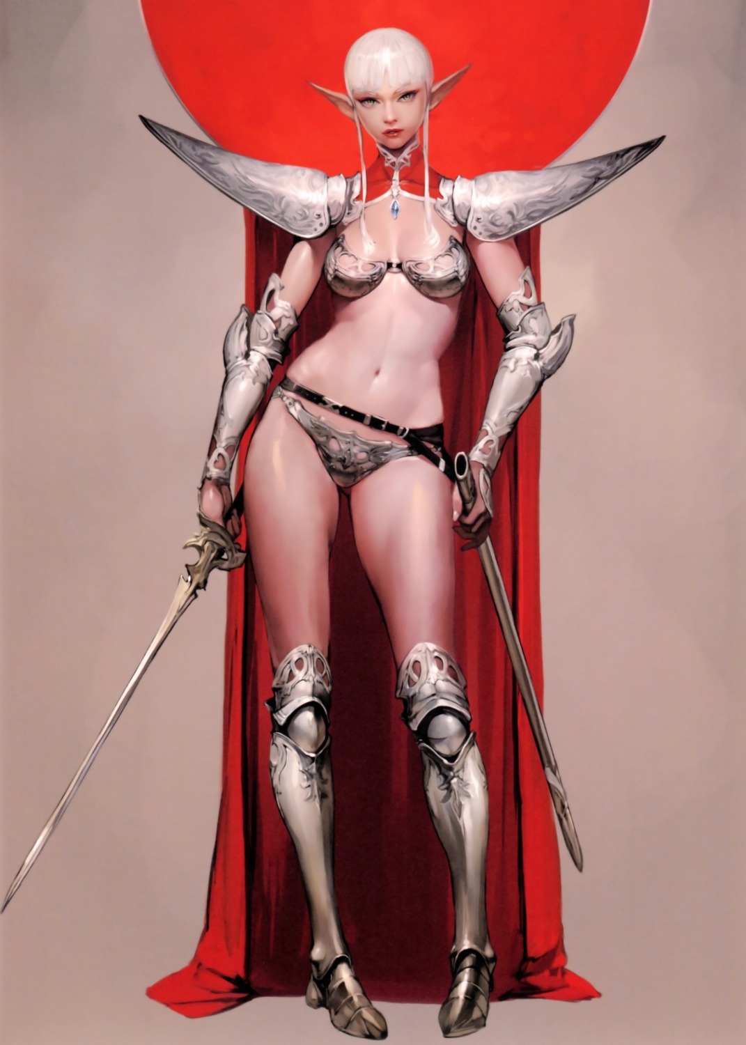 armor bikini_armor heels pointy_ears sword yamamoto_takato