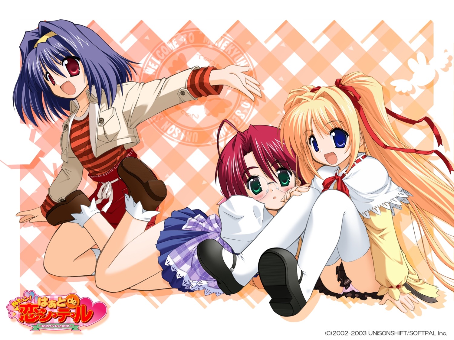 azuki_(munekyun!) haruka_(munekyun!) izumi_(munekyun!) megane munekyun!_heart_de_koi_shi-te-ru munekyun!_series ozawa_akifumi pantsu thighhighs unisonshift wallpaper