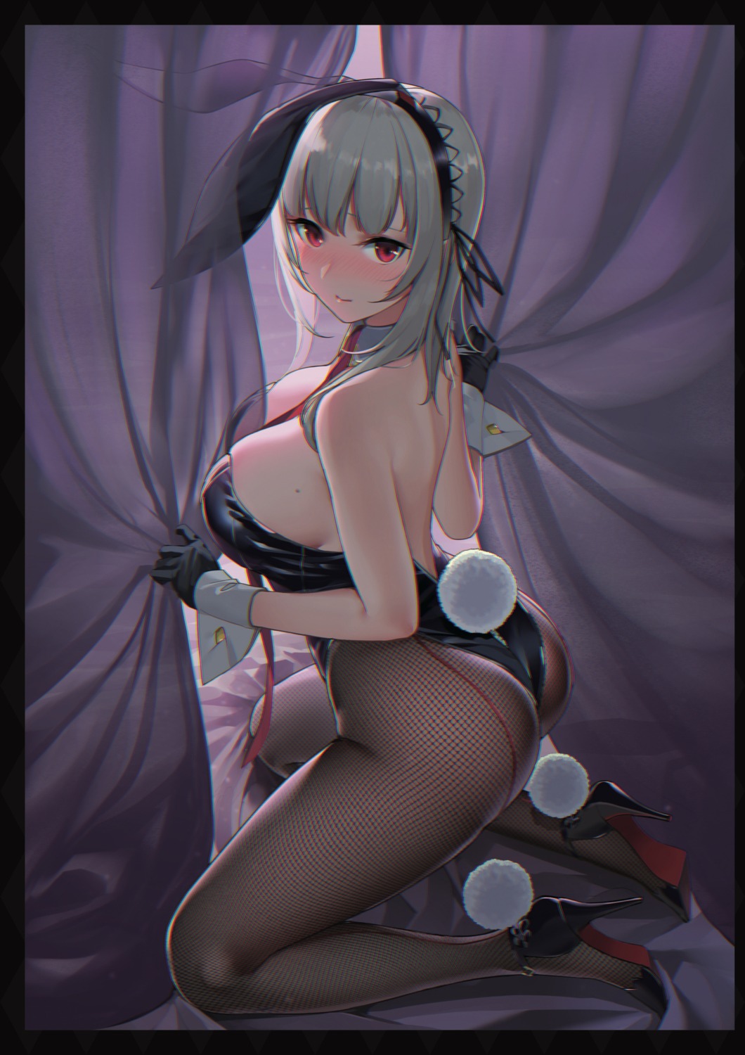 animal_ears ass bunny_ears bunny_girl fishnets heels iltusa no_bra pantyhose tail