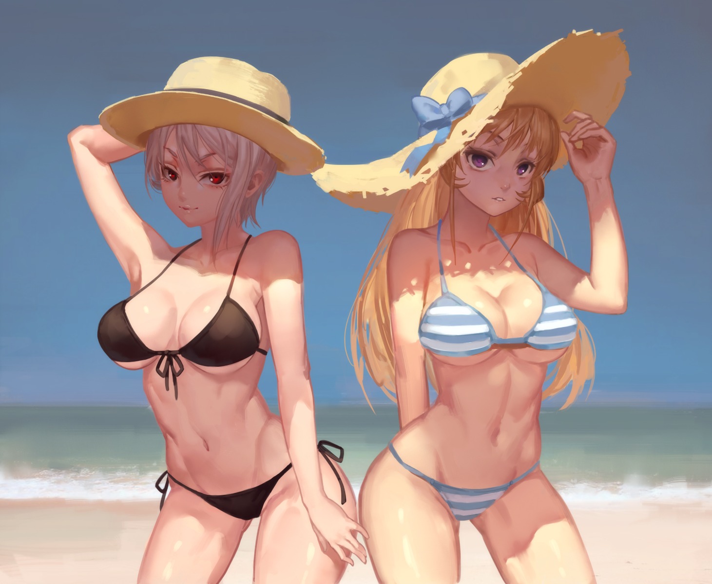 bikini cleavage nakiri_alice nakiri_erina shokugeki_no_soma si_ye_didi_shi_wo swimsuits underboob