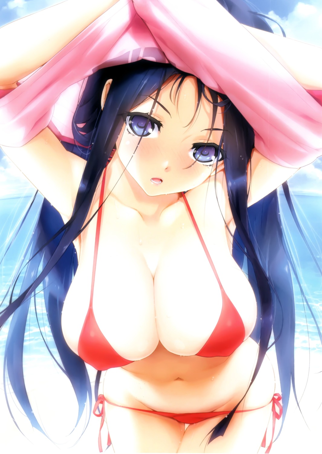 bikini erect_nipples happoubi_jin panty_pull shirt_lift swimsuits undressing