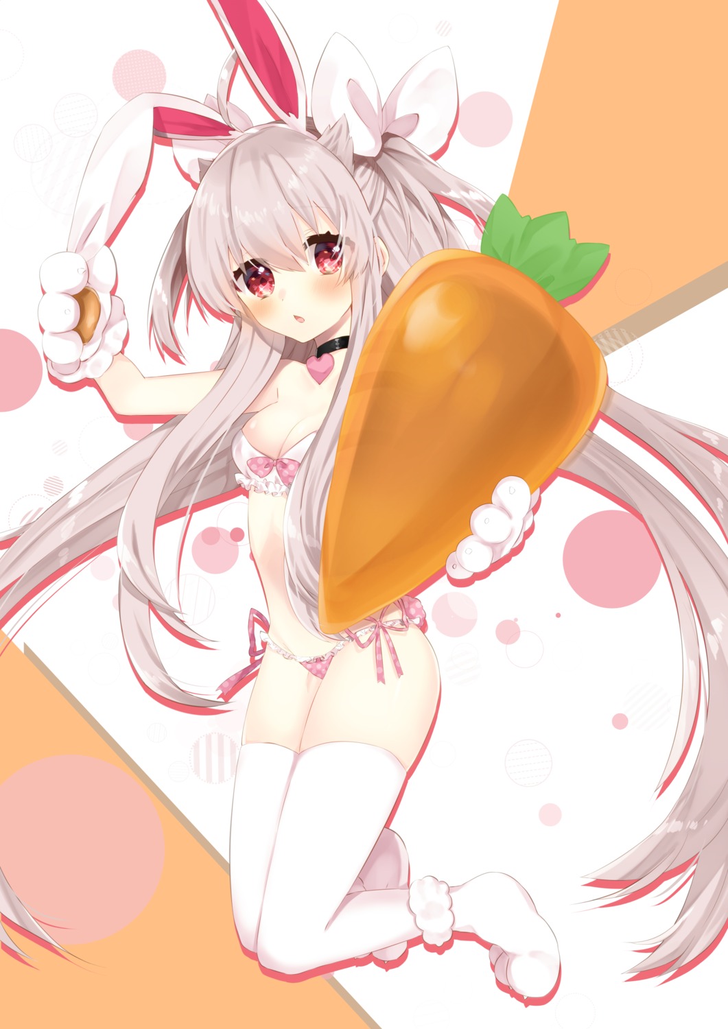 abe_suke animal_ears bra bunny_ears cleavage pantsu thighhighs