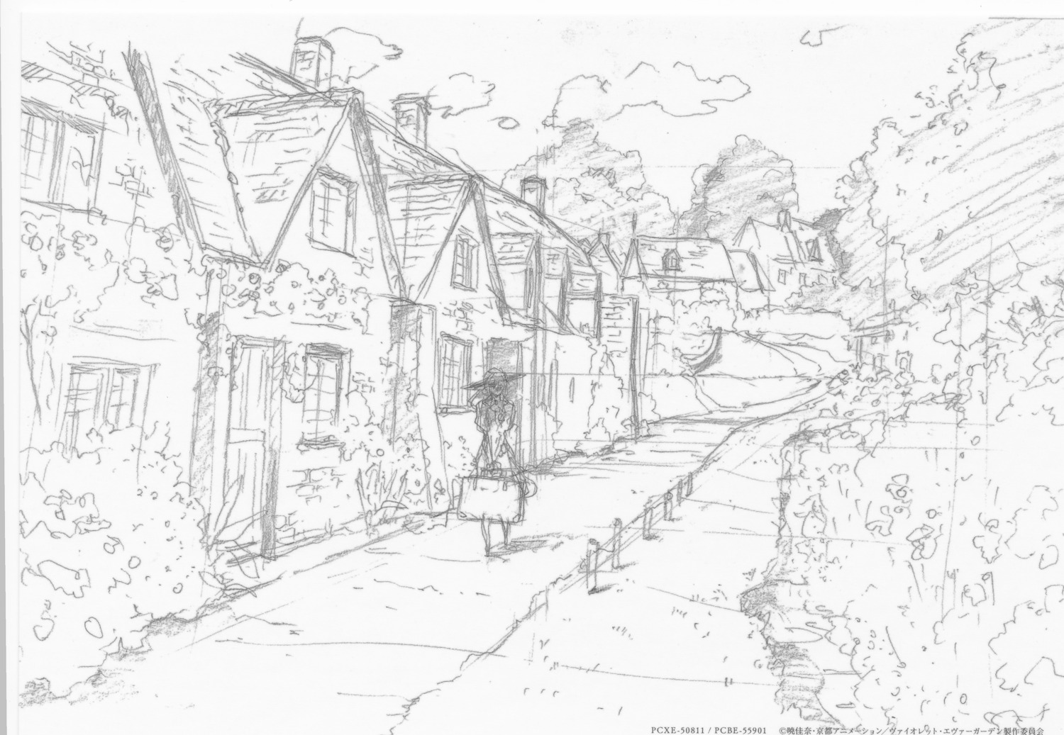 landscape monochrome sketch violet_evergarden violet_evergarden_(character)