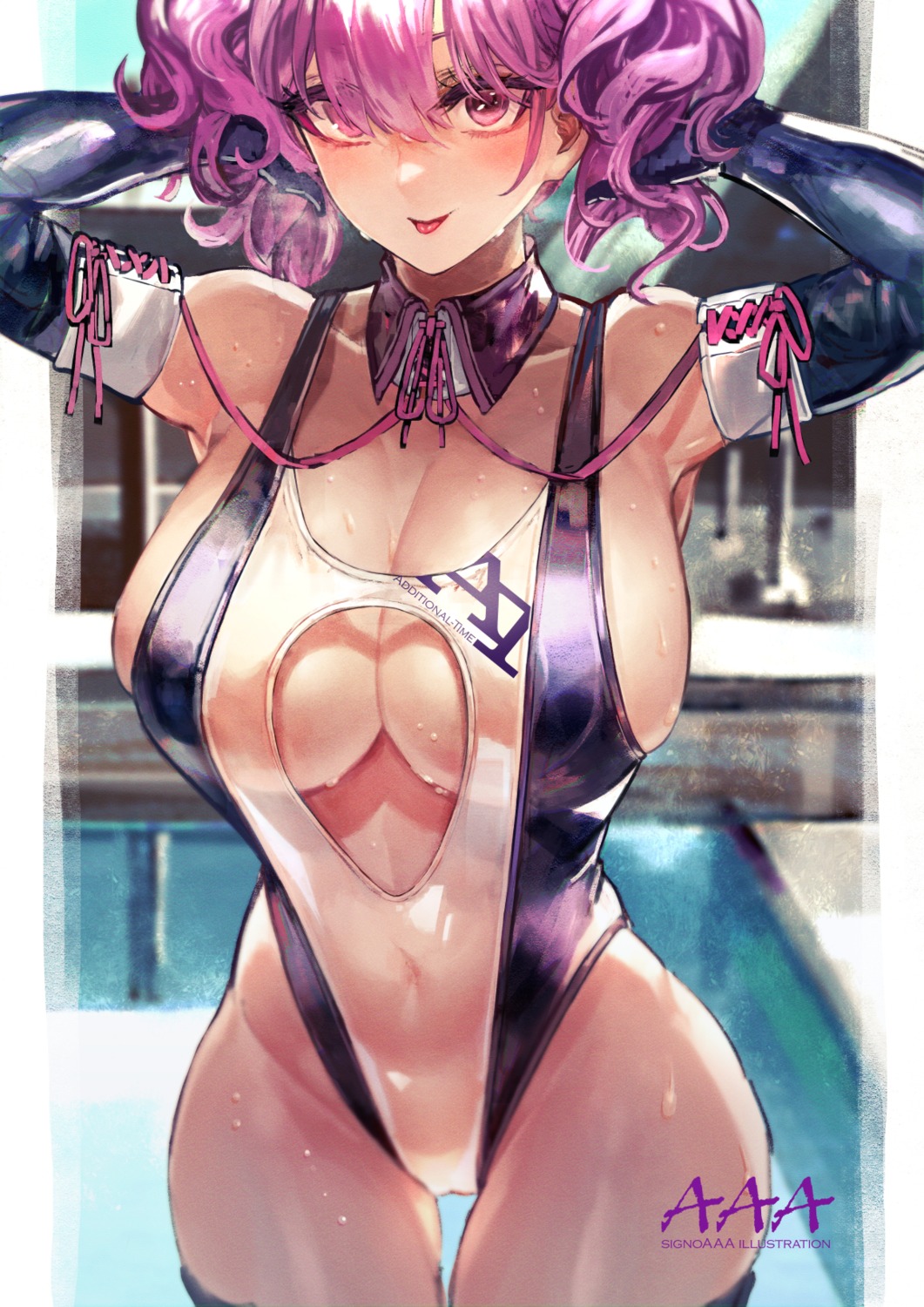 erect_nipples see_through signo_aaa swimsuits thighhighs wet wet_clothes