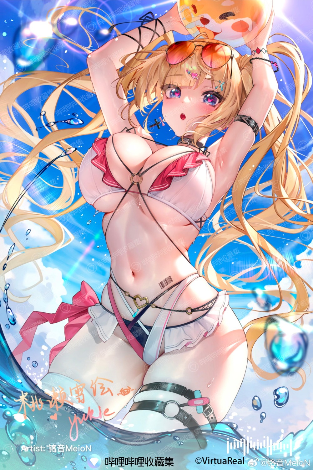 artist_revision bikini garter megane meion momose_yukie swimsuits tattoo thighhighs thong virtuareal watermark wet