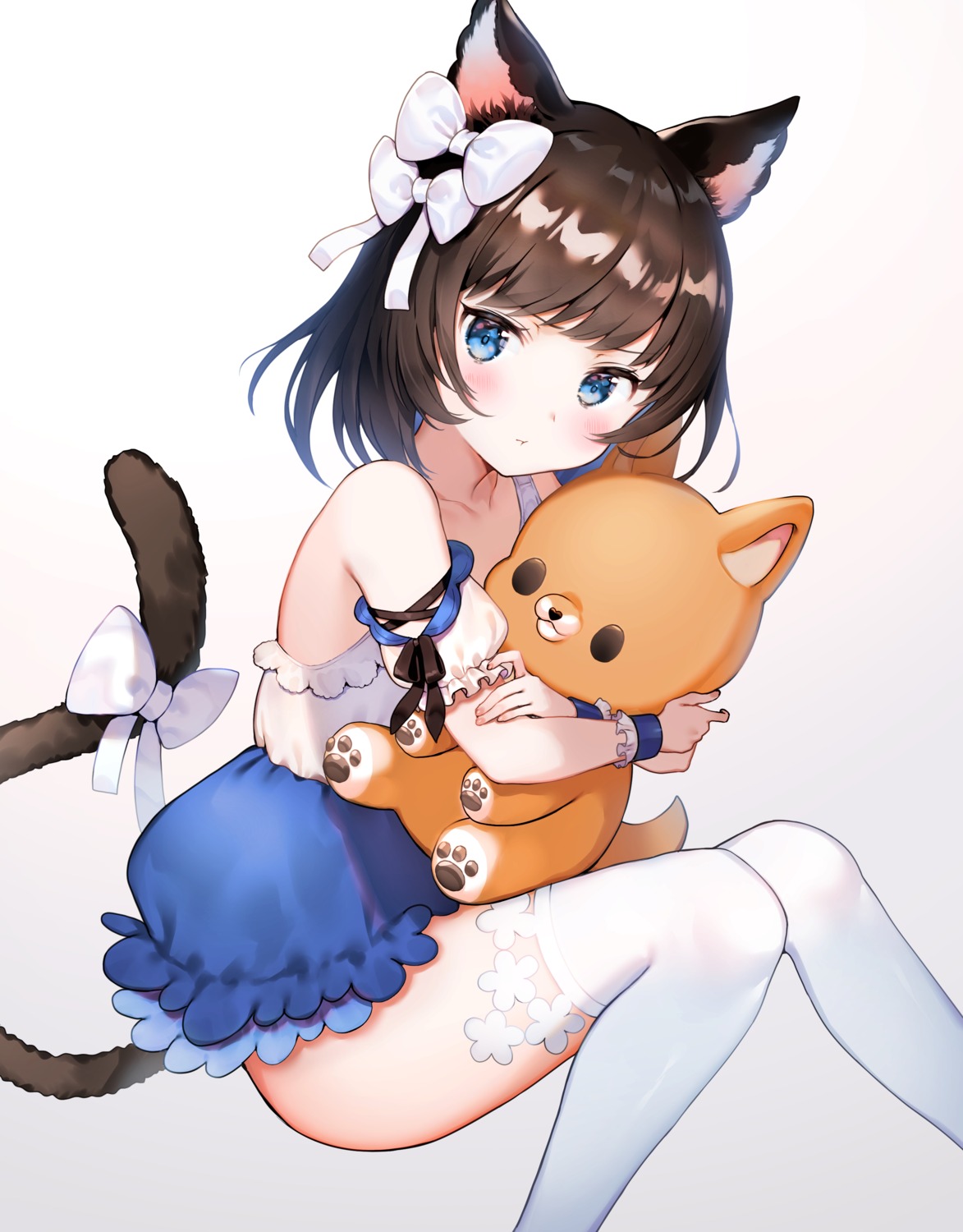 animal_ears nekomimi nishizawa_5mm skirt_lift tail thighhighs