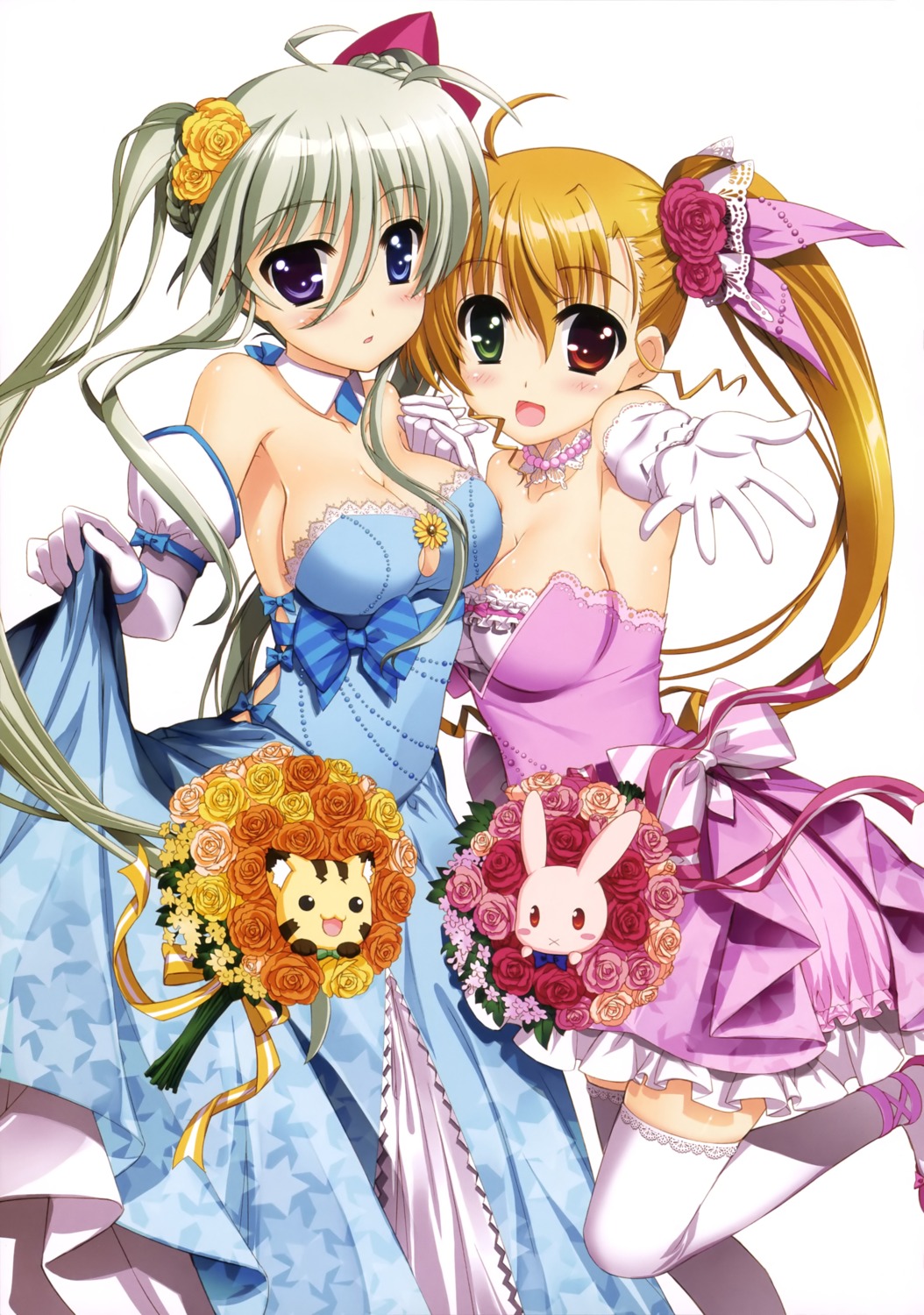 asteion cleavage dress einhart_stratos fujima_takuya heterochromia mahou_shoujo_lyrical_nanoha mahou_shoujo_lyrical_nanoha_vivid sacred_heart thighhighs vivio