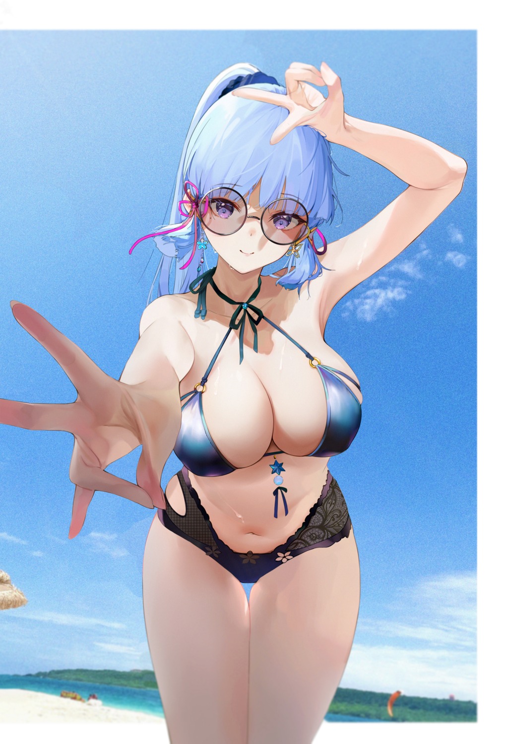 bikini eggs_zero genshin_impact kamisato_ayaka megane swimsuits