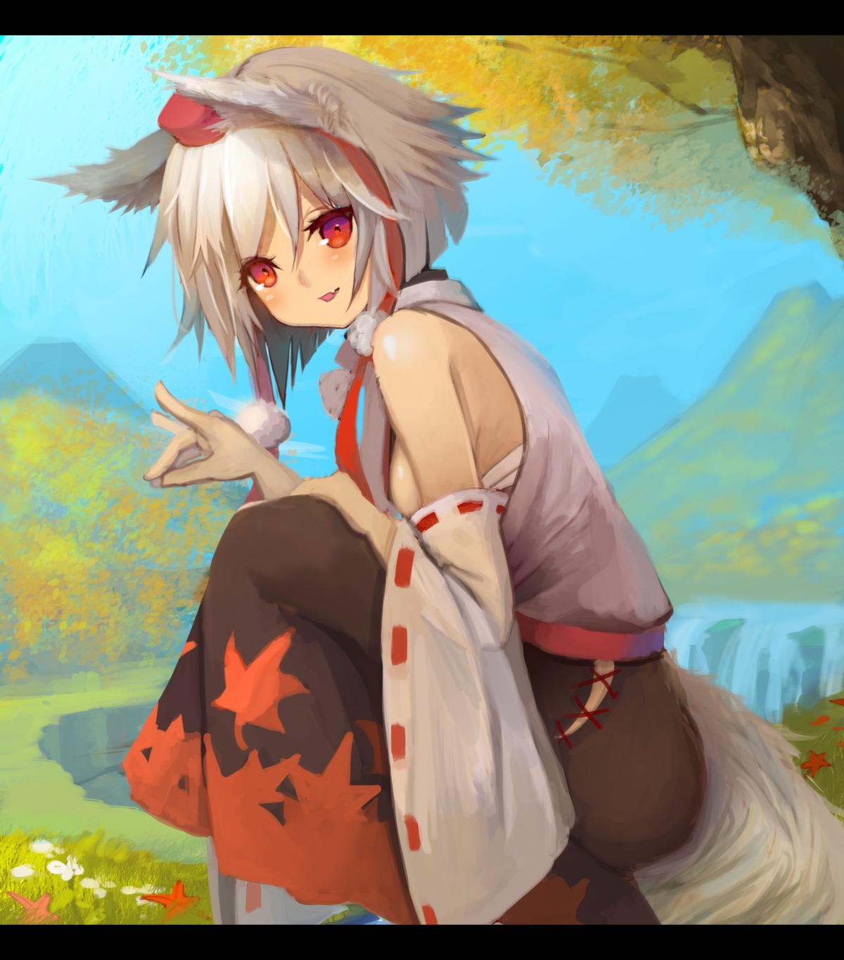 animal_ears hukahire0120 inubashiri_momiji sarashi tail touhou