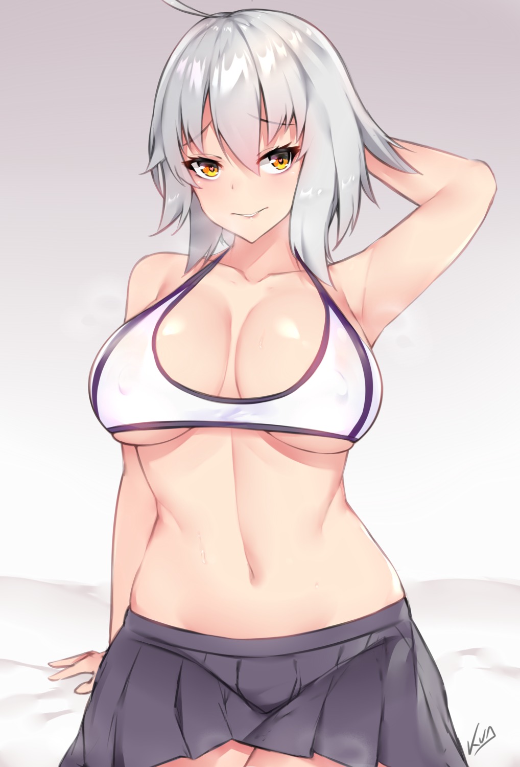 bikini_top cleavage erect_nipples fate/grand_order jeanne_d'arc jeanne_d'arc_(alter)_(fate) kuavera seifuku swimsuits underboob